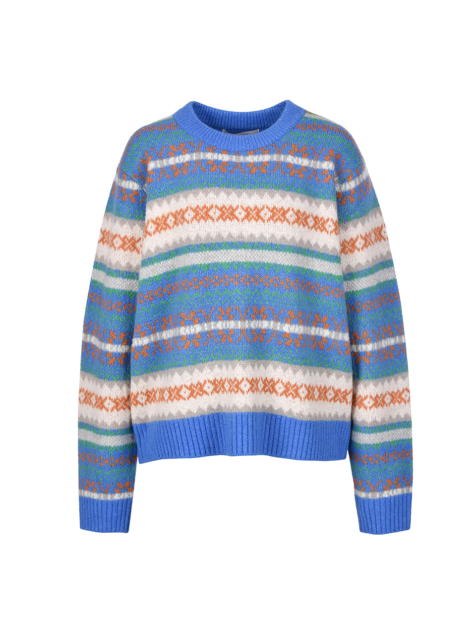 코인코즈 루즈핏 프린트 배색 라운드 니트_DK4WP682 COIINCOS